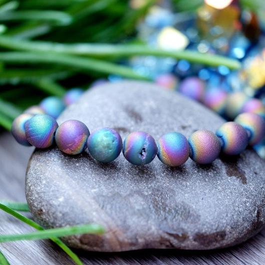 8mm druzy agate bracelet