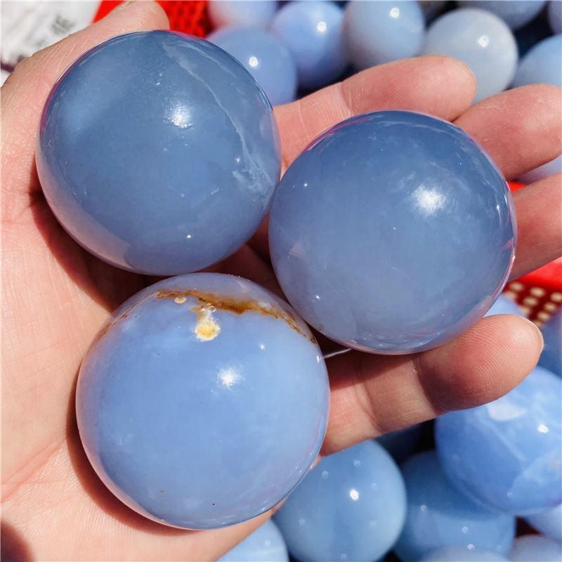 3-6cm Blue Chalcedony sphere 1kg