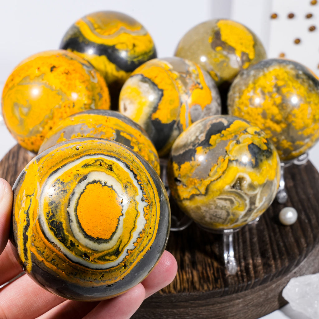 6-8cm bumble bee jasper sphere 1kg