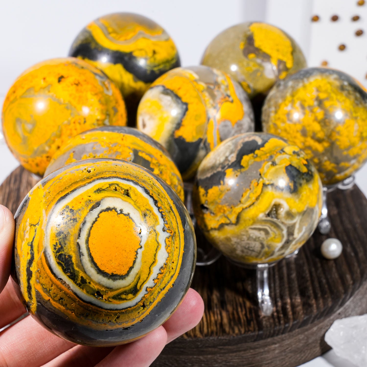 6-8cm bumble bee jasper sphere 1kg