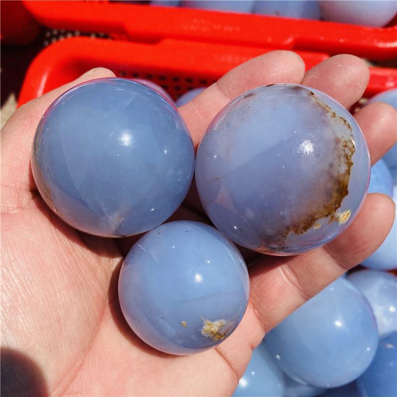 3-6cm Blue Chalcedony sphere 1kg