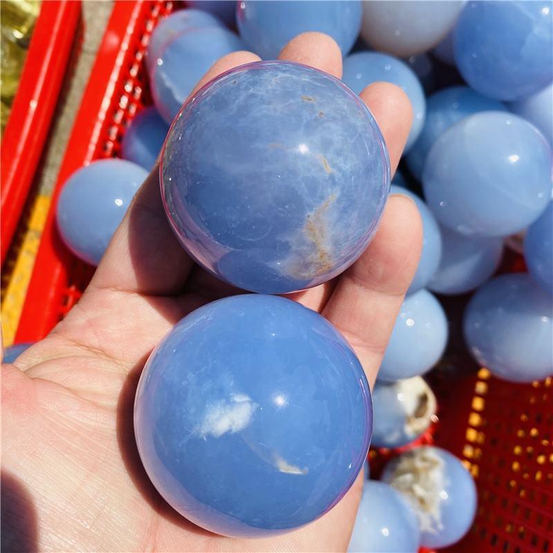 3-6cm Blue Chalcedony sphere 1kg