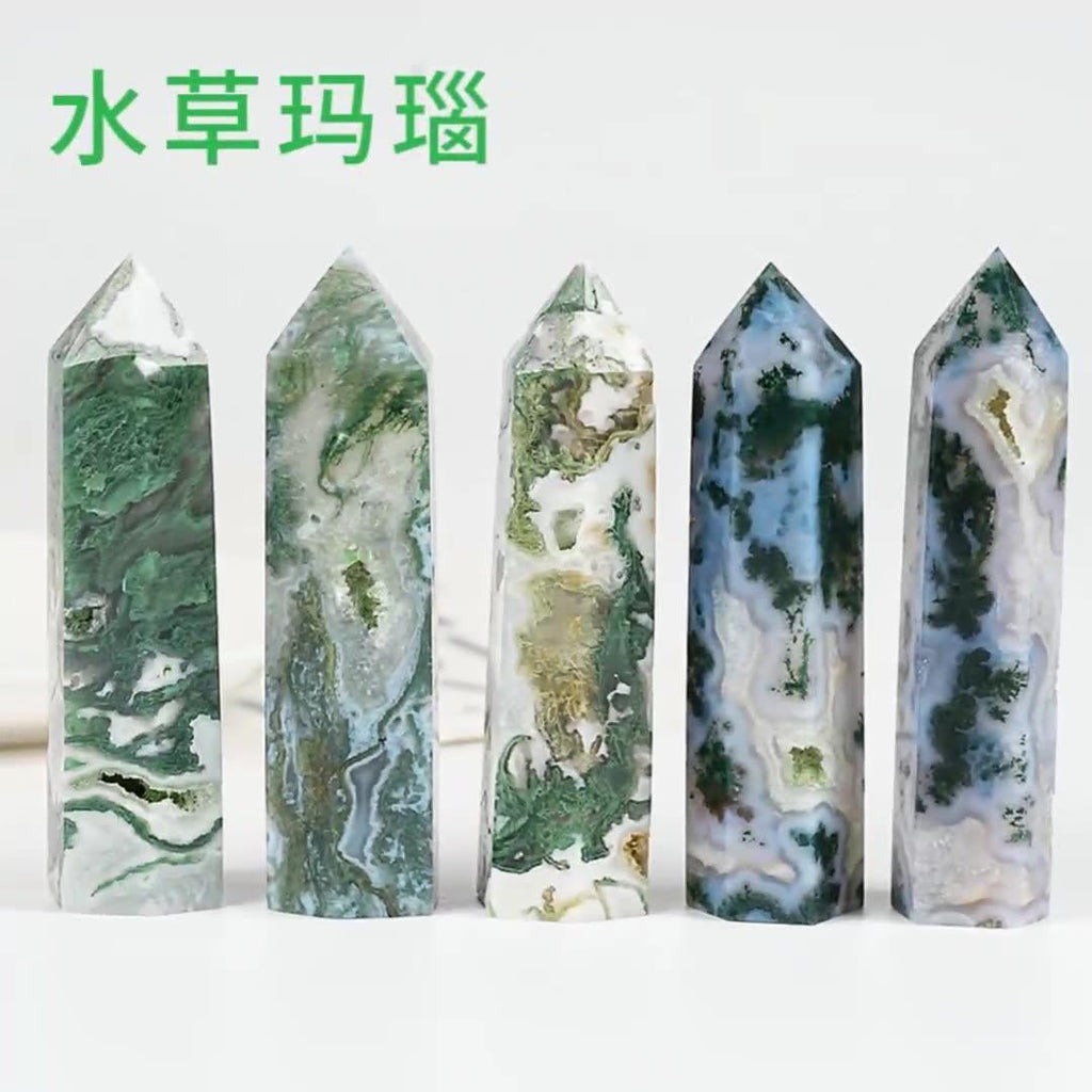 7-9CM druzy moss agate tower Wholesale - Free Shipping Over 300USD - Price at $ 31.00 /pc