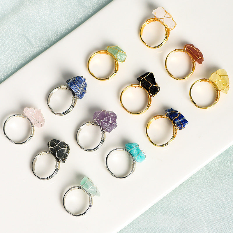 raw crystal stone ring