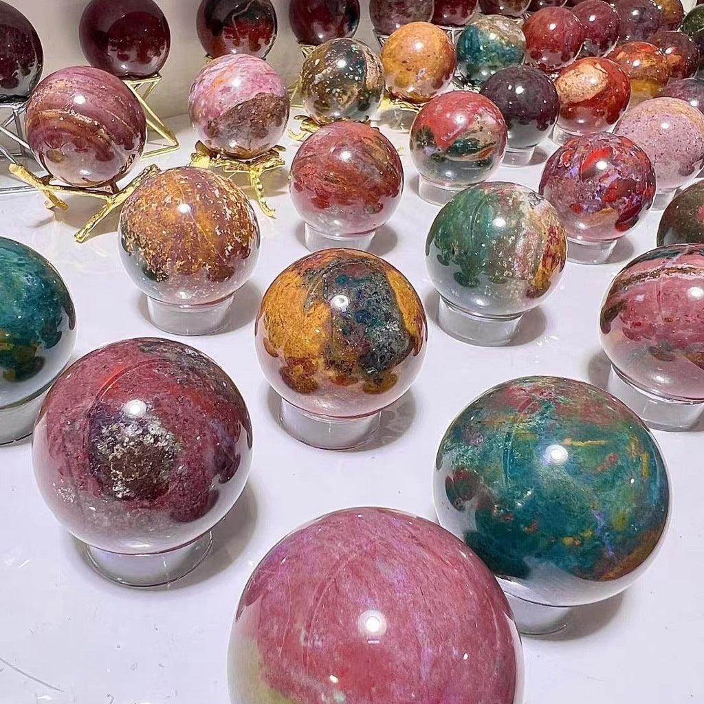 5-7cm Ocean Jasper sphere Wholesale - Free Shipping Over 300USD - Price at $ 62.00 /pc