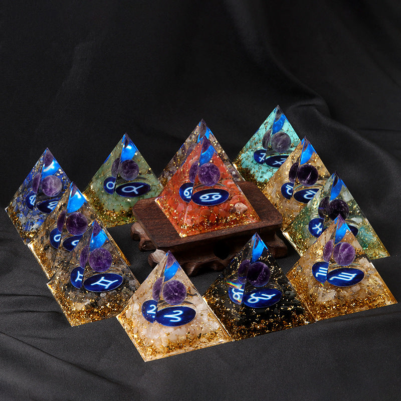Zodiac Crystal Energy Pyramid 6cm