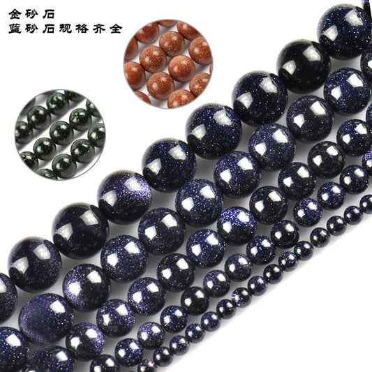 8/10/12mm Blue Gold sandstone Wholesale - Free Shipping Over 300USD - Price at $ 7.50 /pc