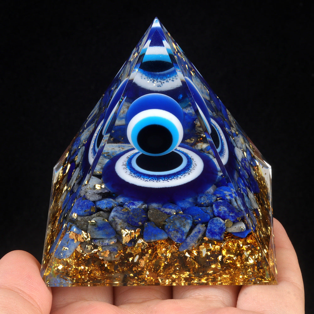 Evil - Eye Lapis Lazuli Crystal Pyramid 6cm