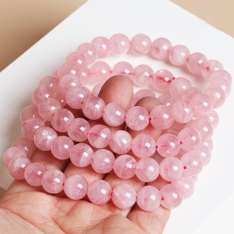 8/10/12MM Madagascar Rose Quartz Bracelet Wholesale - Free Shipping Over 300USD - Price at $ 5.60 /pc