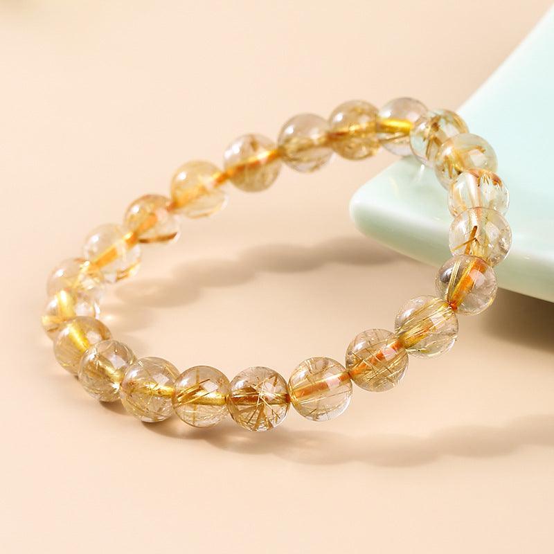 6/8/10MM Gold Rutilated quartz bracelet Wholesale - Free Shipping Over 300USD - Price at $ 4.00 /pc
