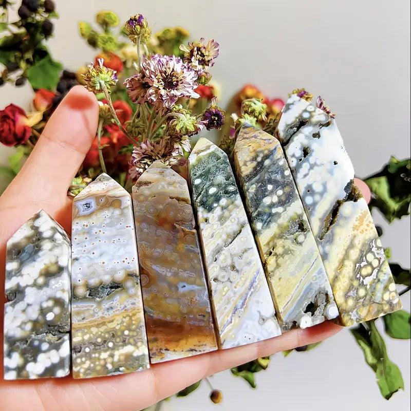 5-7cm Ocean Jasper tower point Wholesale - Free Shipping Over 300USD - Price at $ 55.00 /pc