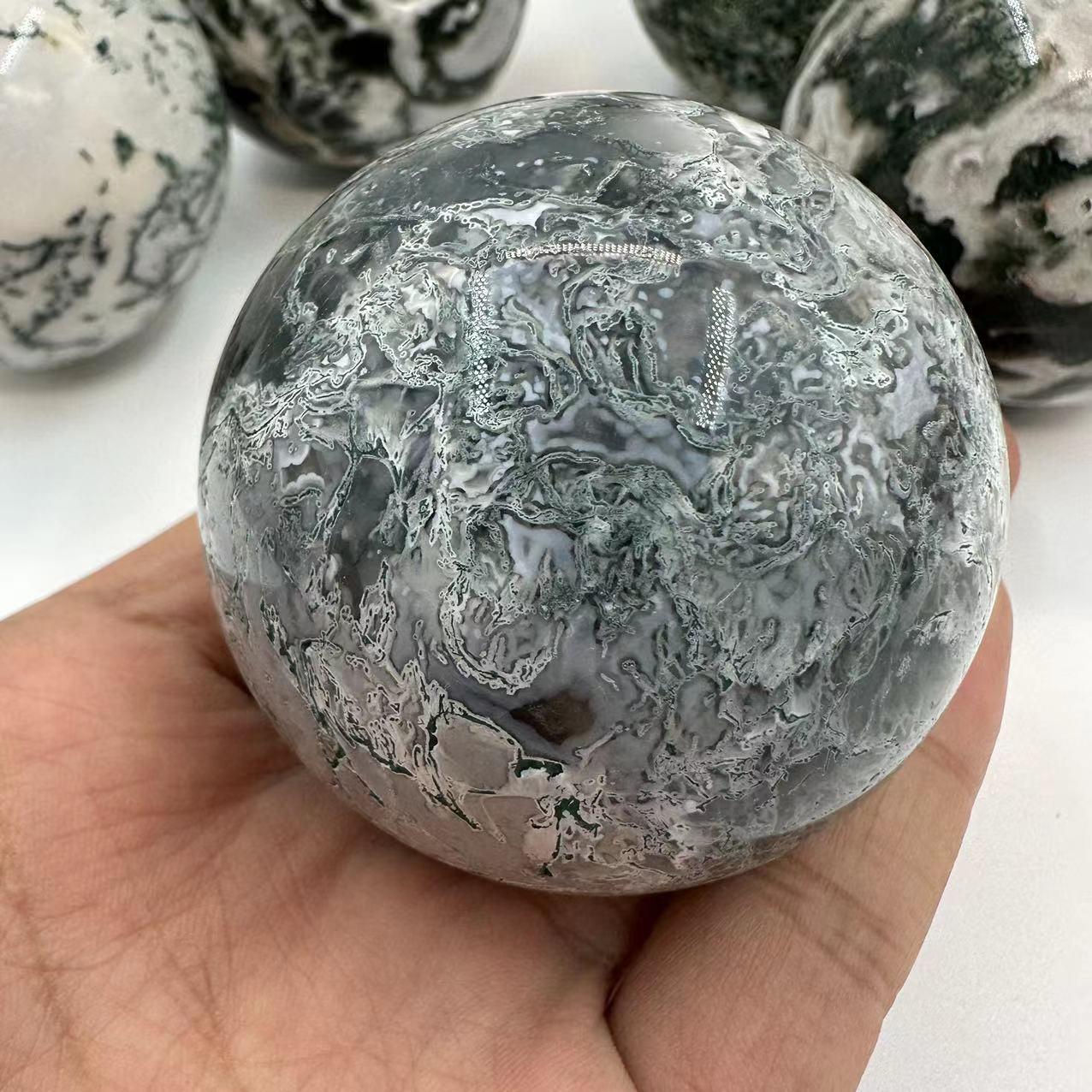 5-7cm moss agate druzy sphere Wholesale - Free Shipping Over 300USD - Price at $ 33.00 /pc