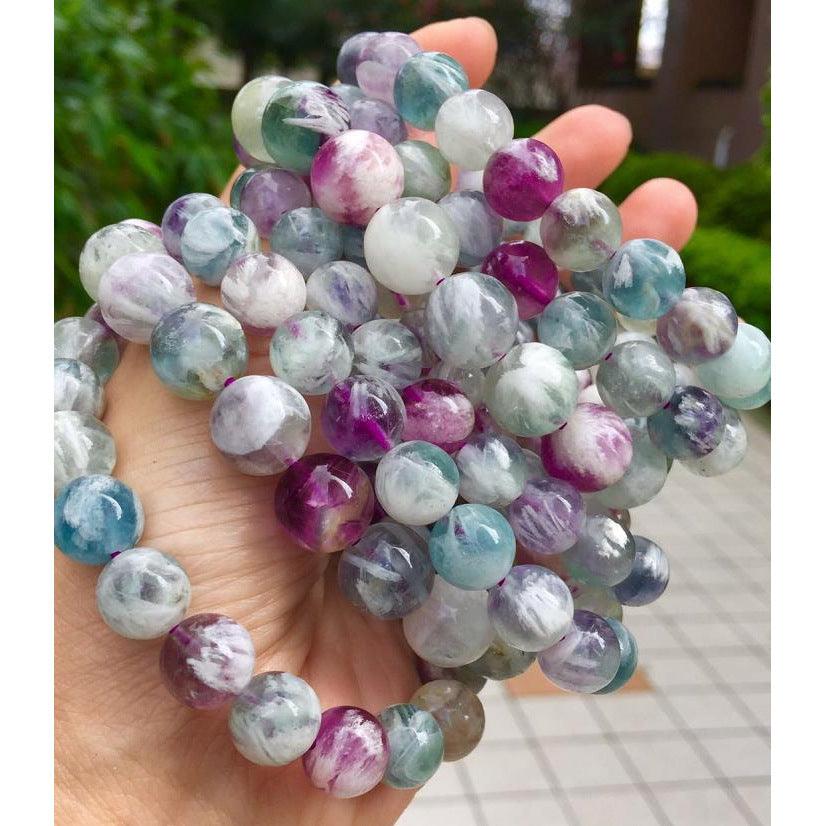 10/12mm Featehr Fluorite Bracelet Wholesale - Free Shipping Over 300USD - Price at $ 35.00 /pc