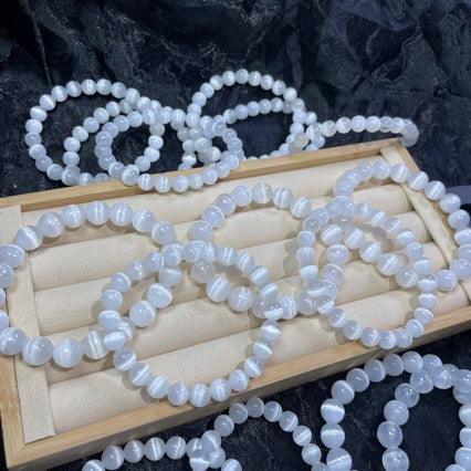 8/10mm Selenite Bracelet Wholesale - Free Shipping Over 300USD - Price at $ 6.00 /pc