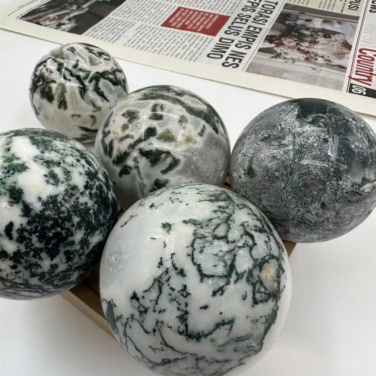 5-7cm moss agate druzy sphere Wholesale - Free Shipping Over 300USD - Price at $ 33.00 /pc