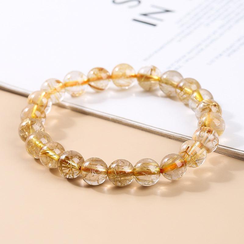 6/8/10MM Gold Rutilated quartz bracelet Wholesale - Free Shipping Over 300USD - Price at $ 4.00 /pc