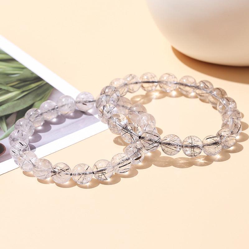 8/10/12MM Black Rutile Quartz Bracelet Wholesale - Free Shipping Over 300USD - Price at $ 4.00 /pc