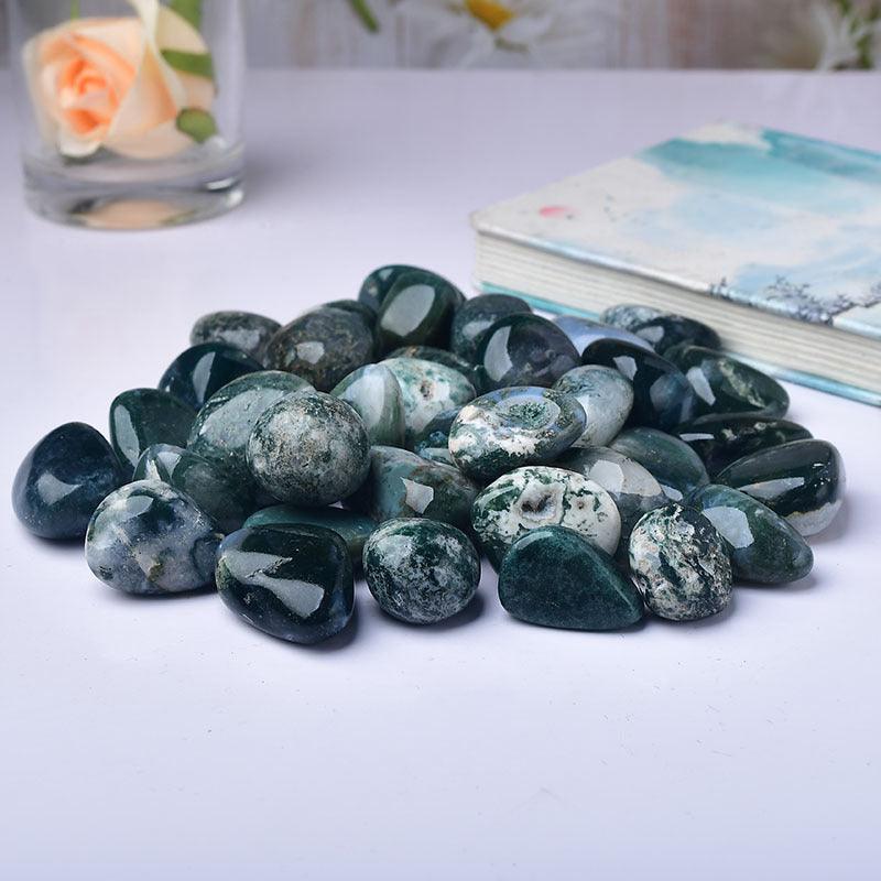 2-3CM moss agate tumbled stone Wholesale - Free Shipping Over 300USD - Price at $ 6.60 /pc
