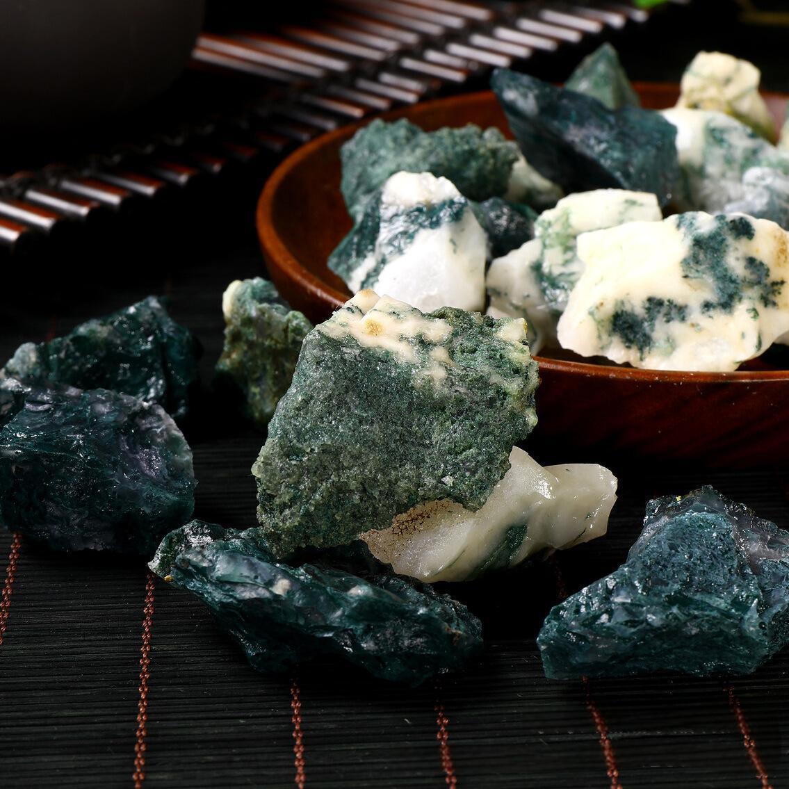 3-5cm green moss agate raw stone Wholesale - Free Shipping Over 300USD - Price at $ 6.60 /pc