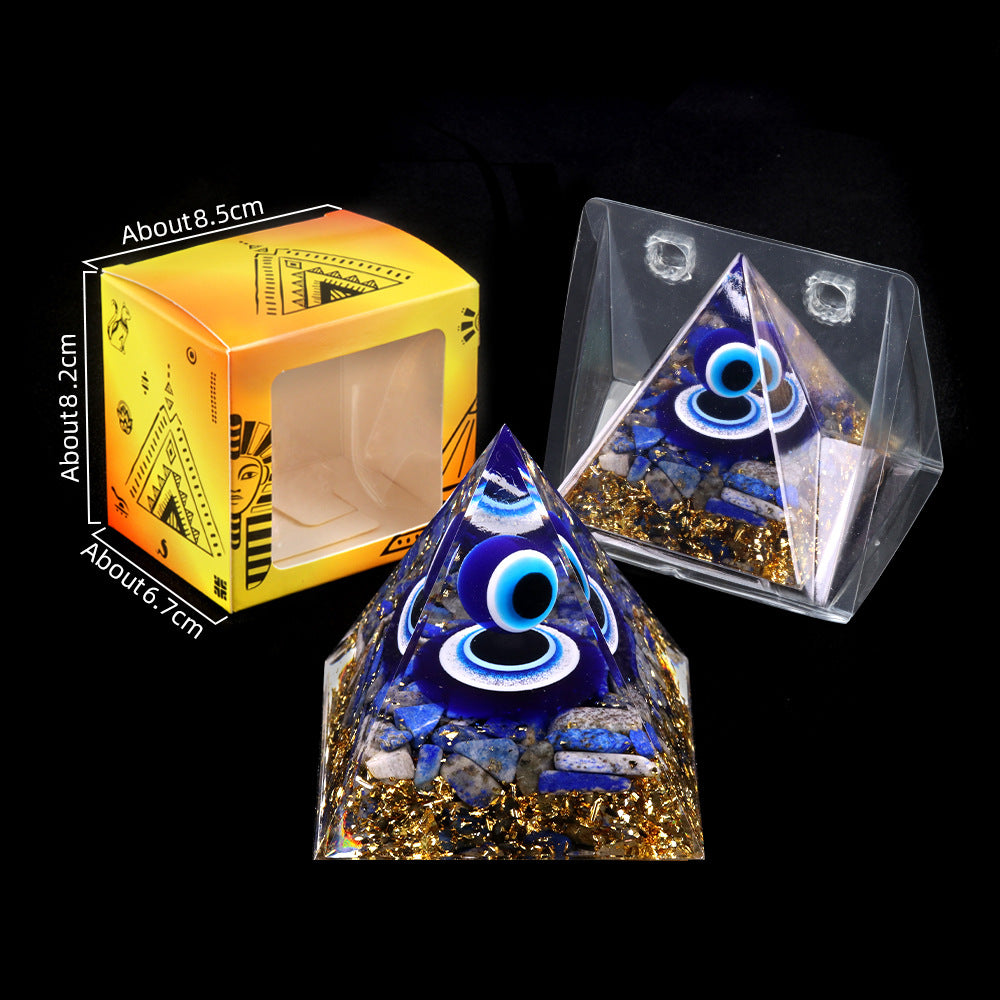 Evil - Eye Lapis Lazuli Crystal Pyramid 6cm
