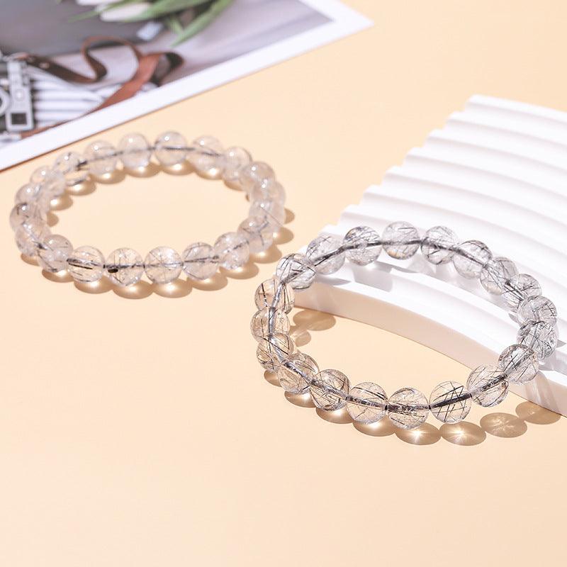 8/10/12MM Black Rutile Quartz Bracelet Wholesale - Free Shipping Over 300USD - Price at $ 4.00 /pc