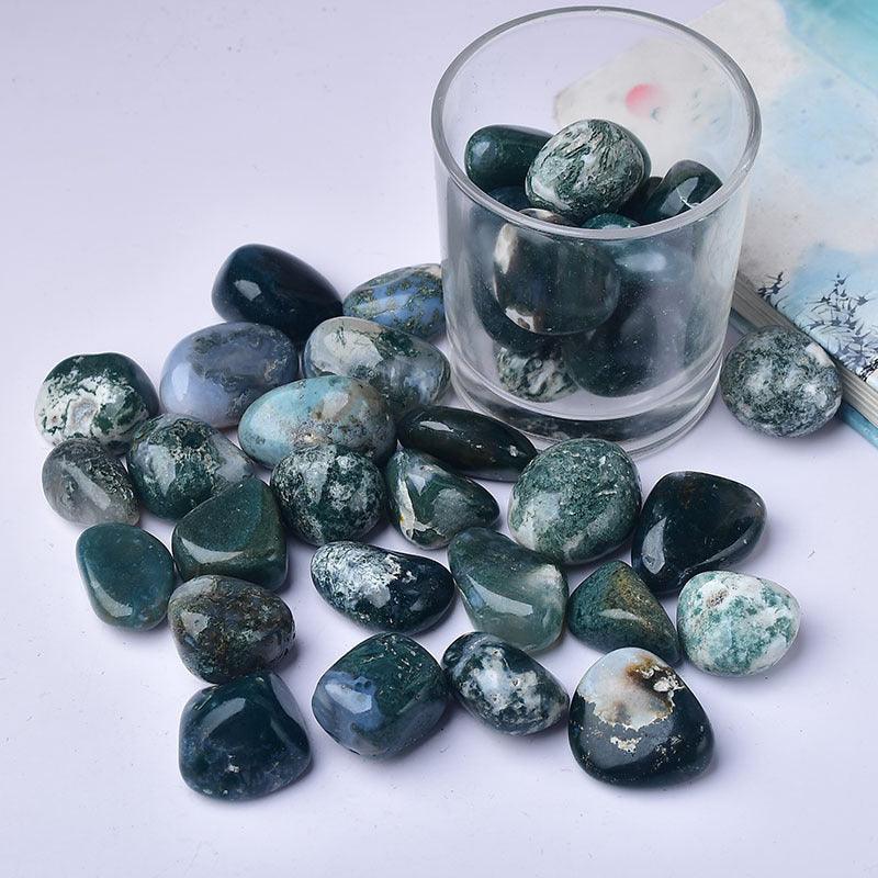 2-3CM moss agate tumbled stone Wholesale - Free Shipping Over 300USD - Price at $ 6.60 /pc