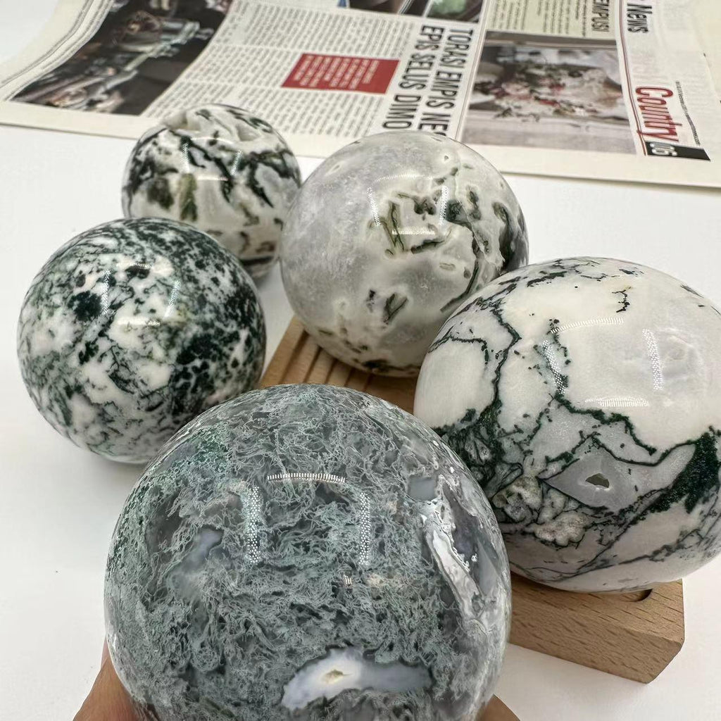 5-7cm moss agate druzy sphere Wholesale - Free Shipping Over 300USD - Price at $ 33.00 /pc