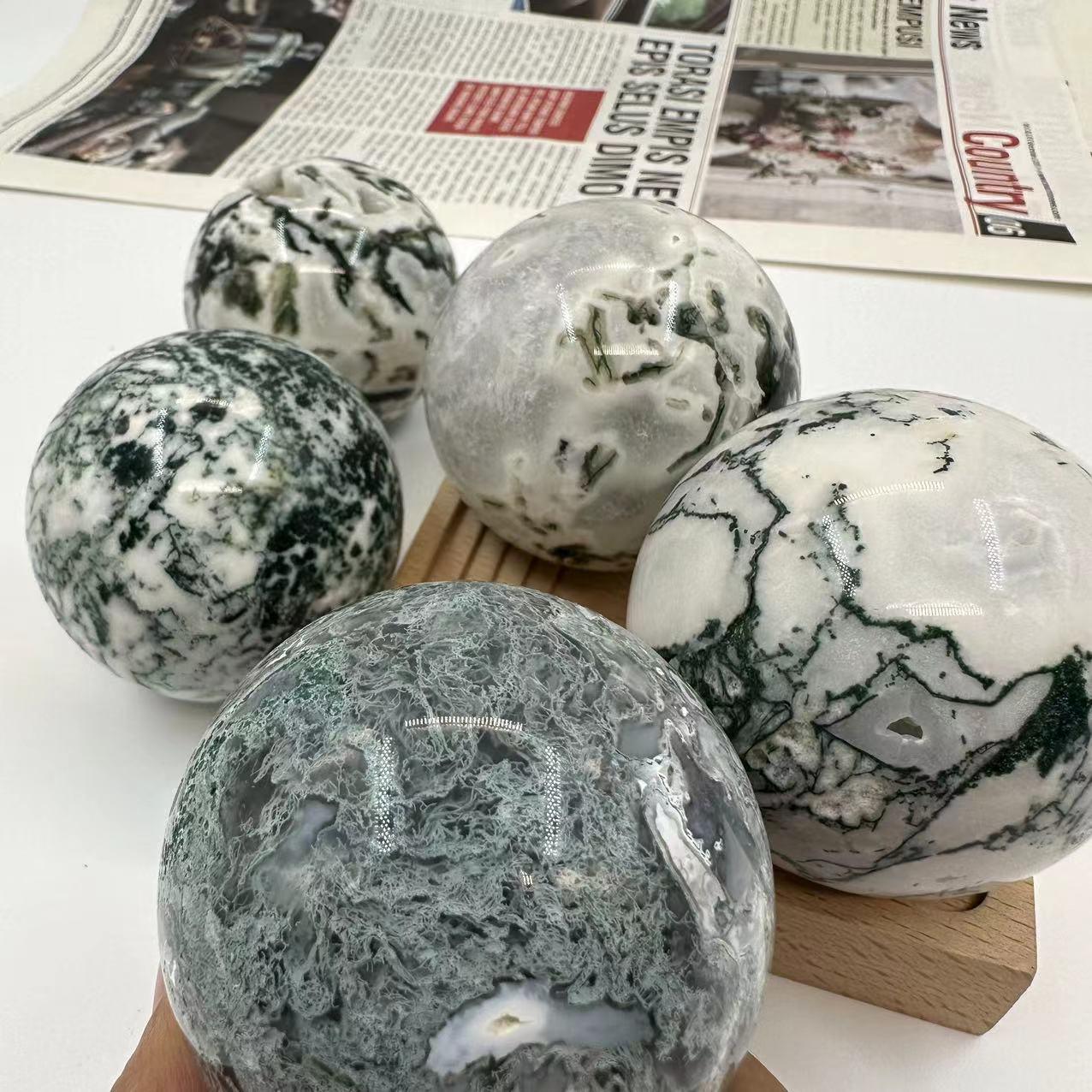 5-7cm moss agate druzy sphere Wholesale - Free Shipping Over 300USD - Price at $ 33.00 /pc