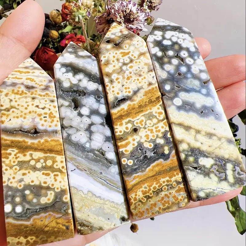 5-7cm Ocean Jasper tower point Wholesale - Free Shipping Over 300USD - Price at $ 55.00 /pc