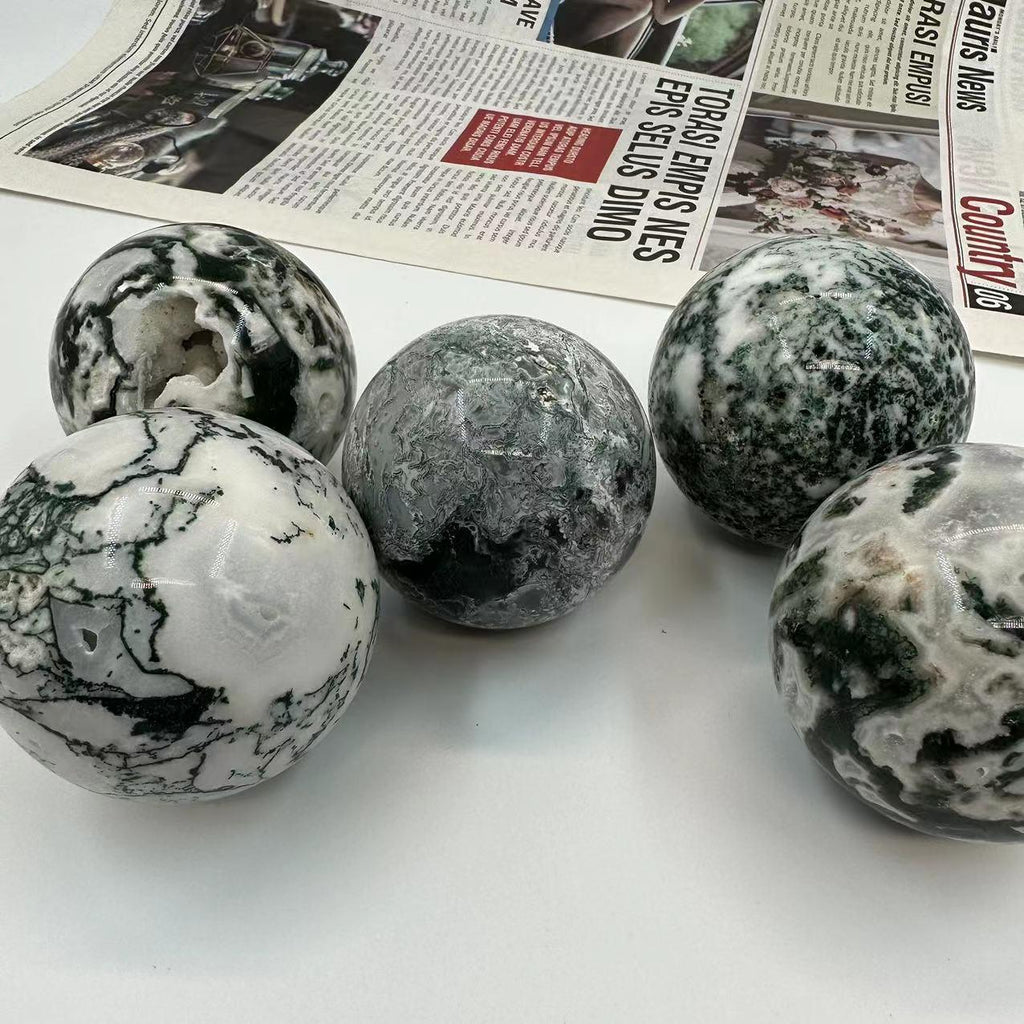 5-7cm moss agate druzy sphere Wholesale - Free Shipping Over 300USD - Price at $ 33.00 /pc