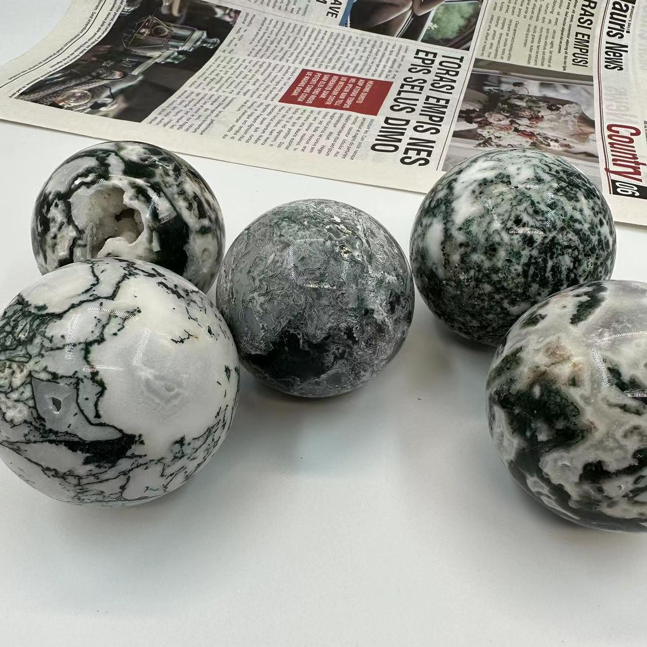 5-7cm moss agate druzy sphere Wholesale - Free Shipping Over 300USD - Price at $ 33.00 /pc