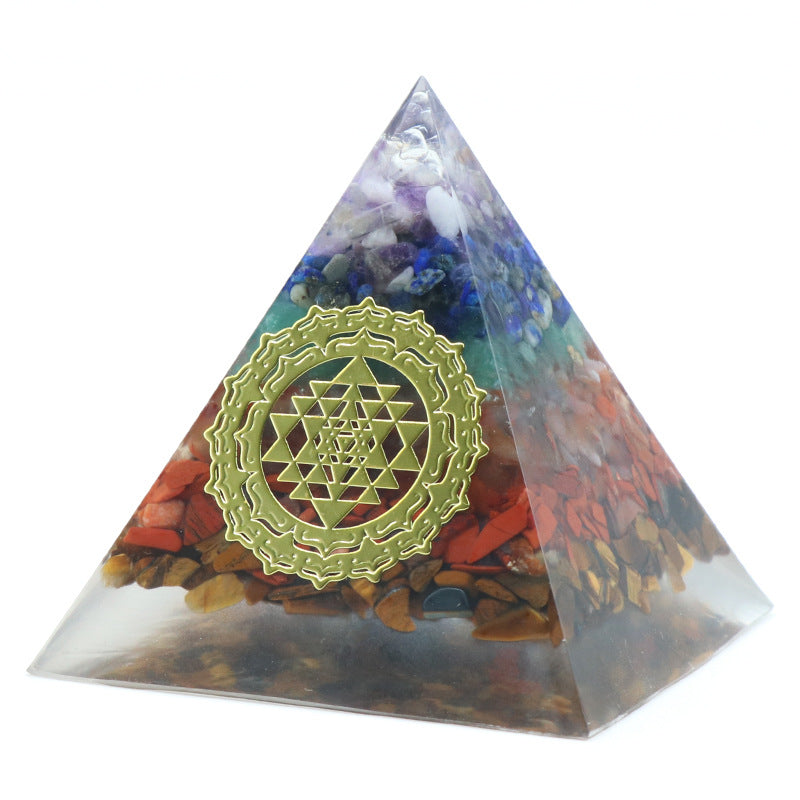 Seven - Chakra Crystal Healing Energy Pyramid 6cm