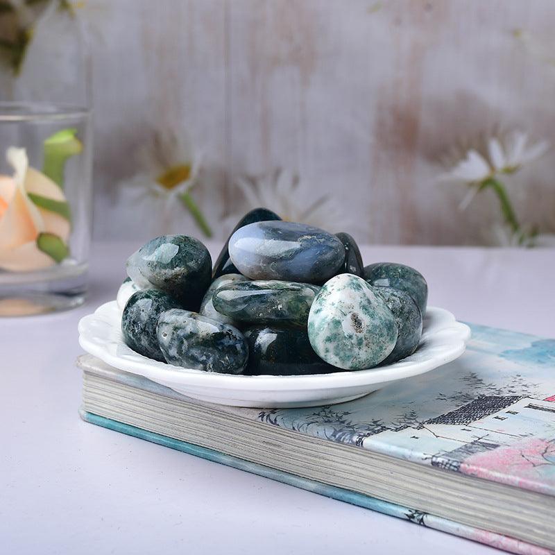 2-3CM moss agate tumbled stone Wholesale - Free Shipping Over 300USD - Price at $ 6.60 /pc