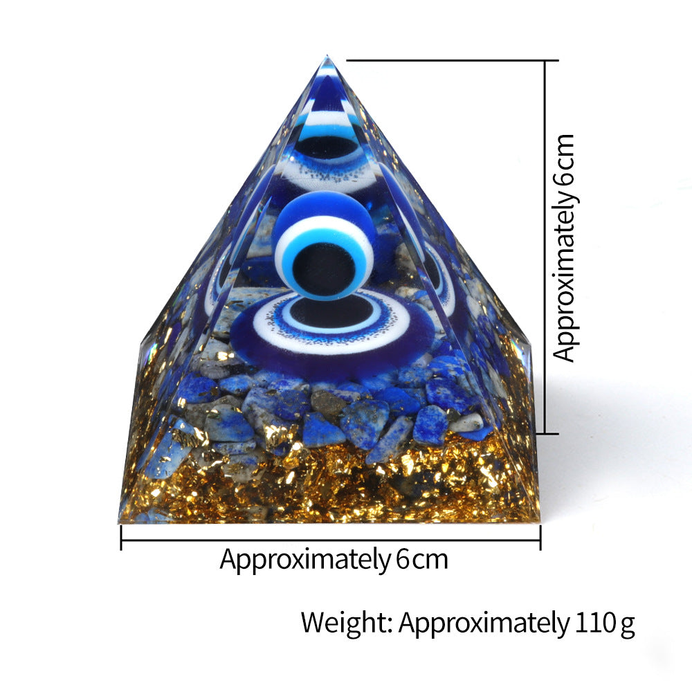 Evil - Eye Lapis Lazuli Crystal Pyramid 6cm