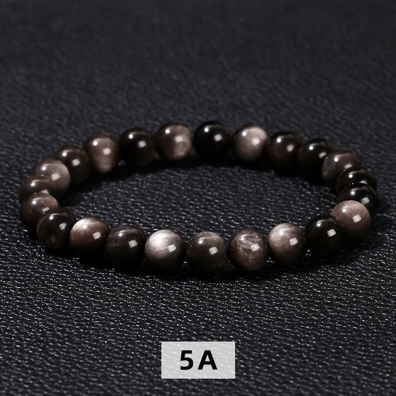 8/10/12MM Silver Obsidian bracelet Wholesale - Free Shipping Over 300USD - Price at $ 2.50 /pc
