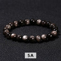 8/10/12MM Silver Obsidian bracelet Wholesale - Free Shipping Over 300USD - Price at $ 2.50 /pc