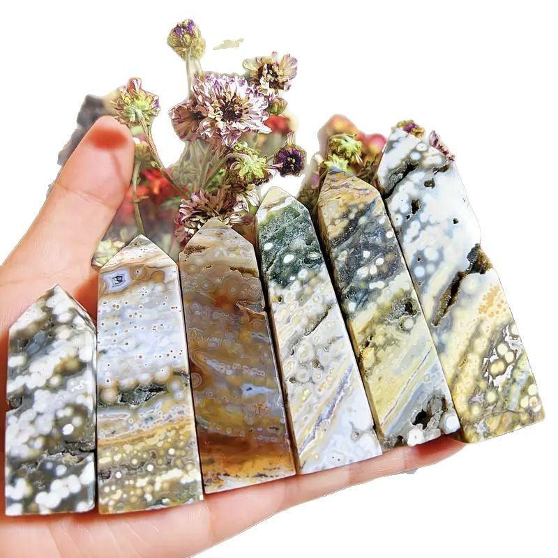 5-7cm Ocean Jasper tower point Wholesale - Free Shipping Over 300USD - Price at $ 55.00 /pc