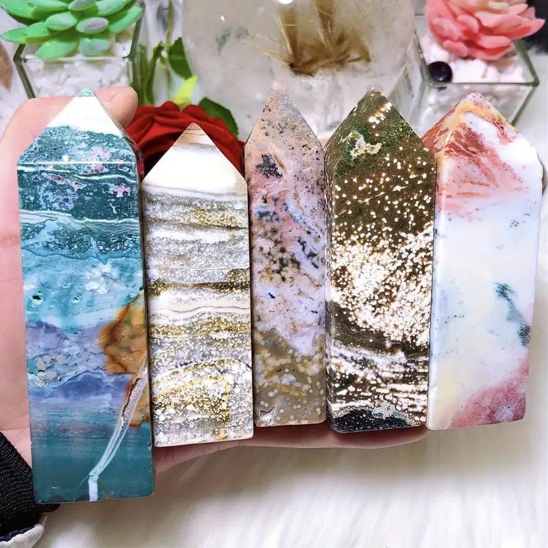 5-7cm Ocean Jasper tower point Wholesale - Free Shipping Over 300USD - Price at $ 55.00 /pc