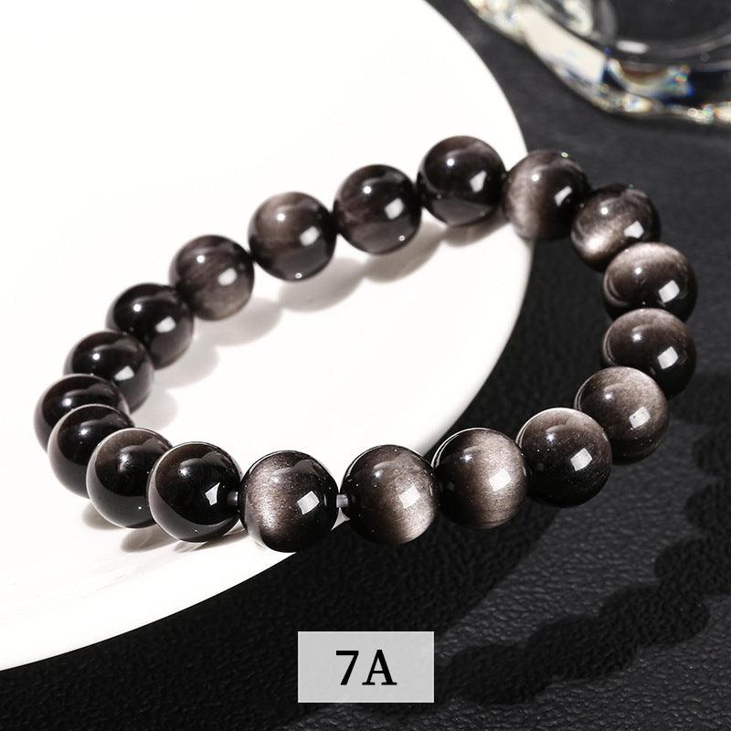 8/10/12MM Silver Obsidian bracelet Wholesale - Free Shipping Over 300USD - Price at $ 6.40 /pc