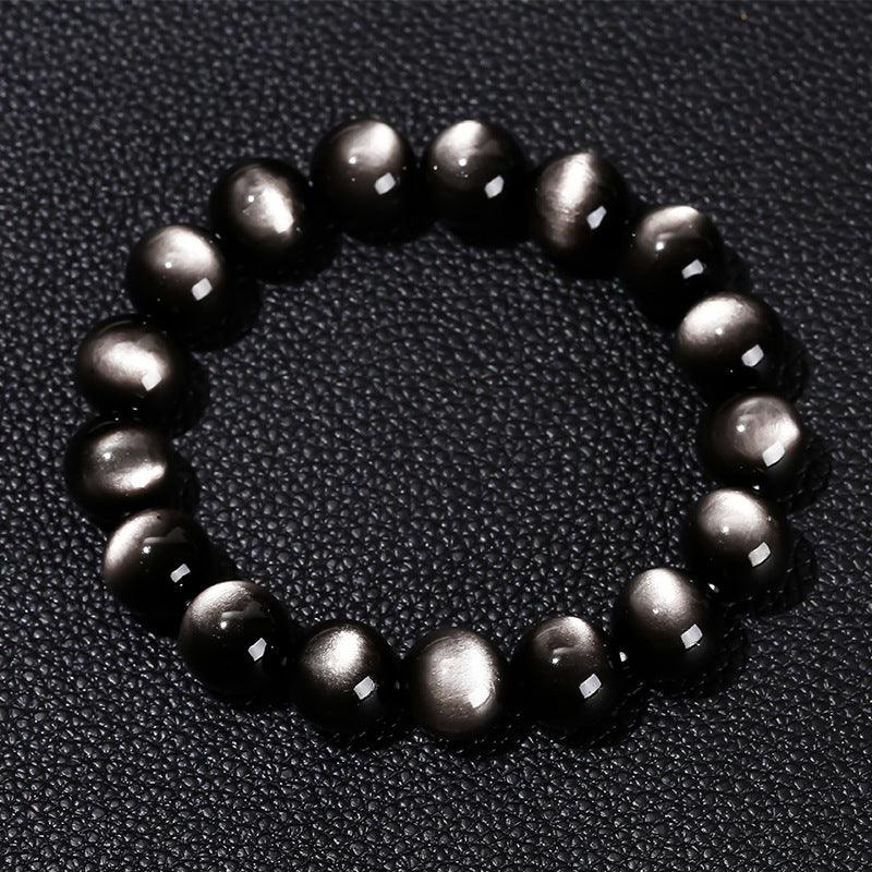 8/10/12MM Silver Obsidian bracelet Wholesale - Free Shipping Over 300USD - Price at $ 2.50 /pc