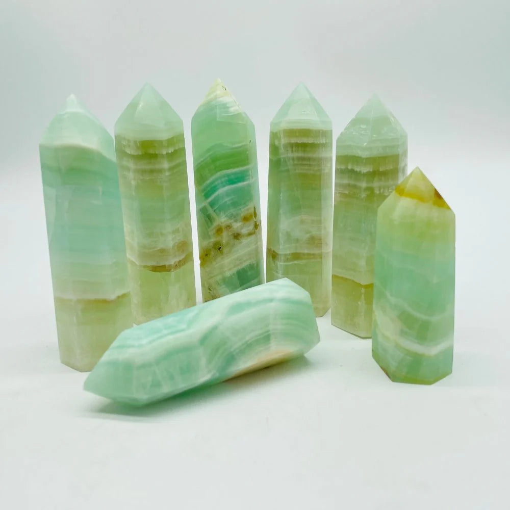 5-9CM green calcite tower