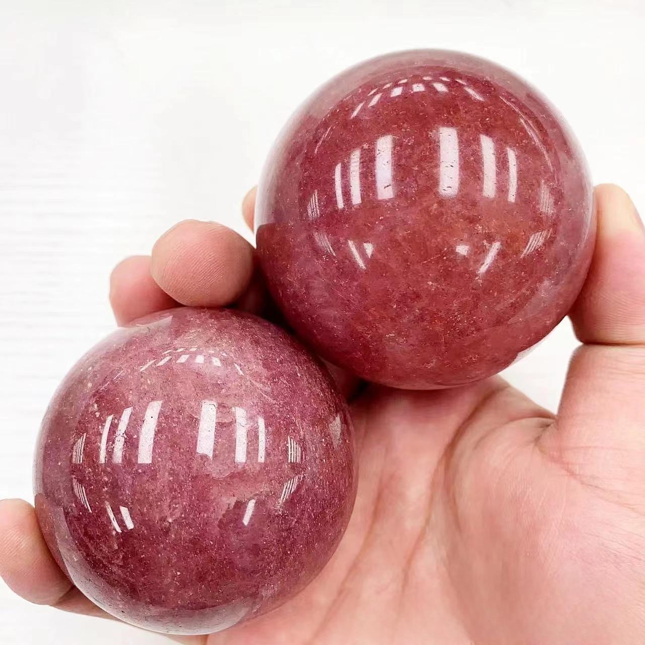 4-8cm Strawberry Quartz sphere Wholesale - Free Shipping Over 300USD - Price at $ 48.50 /pc