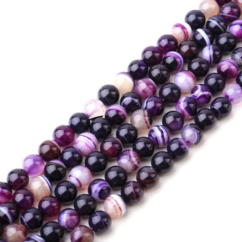 8/10/12mm Purple Striped Agate Beads Wholesale - Free Shipping Over 300USD - Price at $ 5.00 /pc
