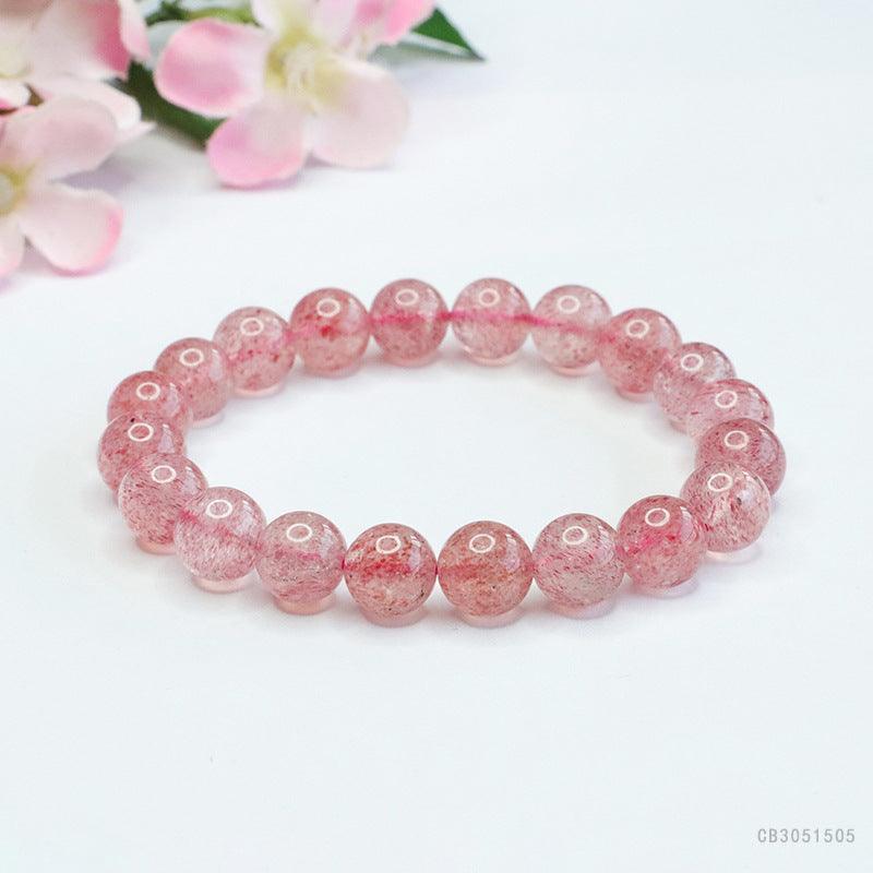 8/10mm Strawberry Quartz bracelet Wholesale - Free Shipping Over 300USD - Price at $ 2.50 /pc