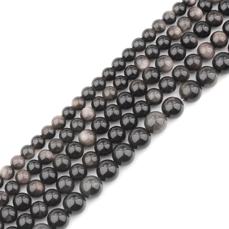8/10/12mm Silver Obsidian Beads Wholesale - Free Shipping Over 300USD - Price at $ 8.00 /pc