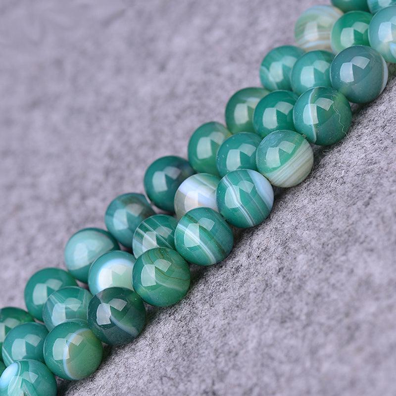 8/10/12mm Green Striped Agate Beads Wholesale - Free Shipping Over 300USD - Price at $ 6.00 /pc