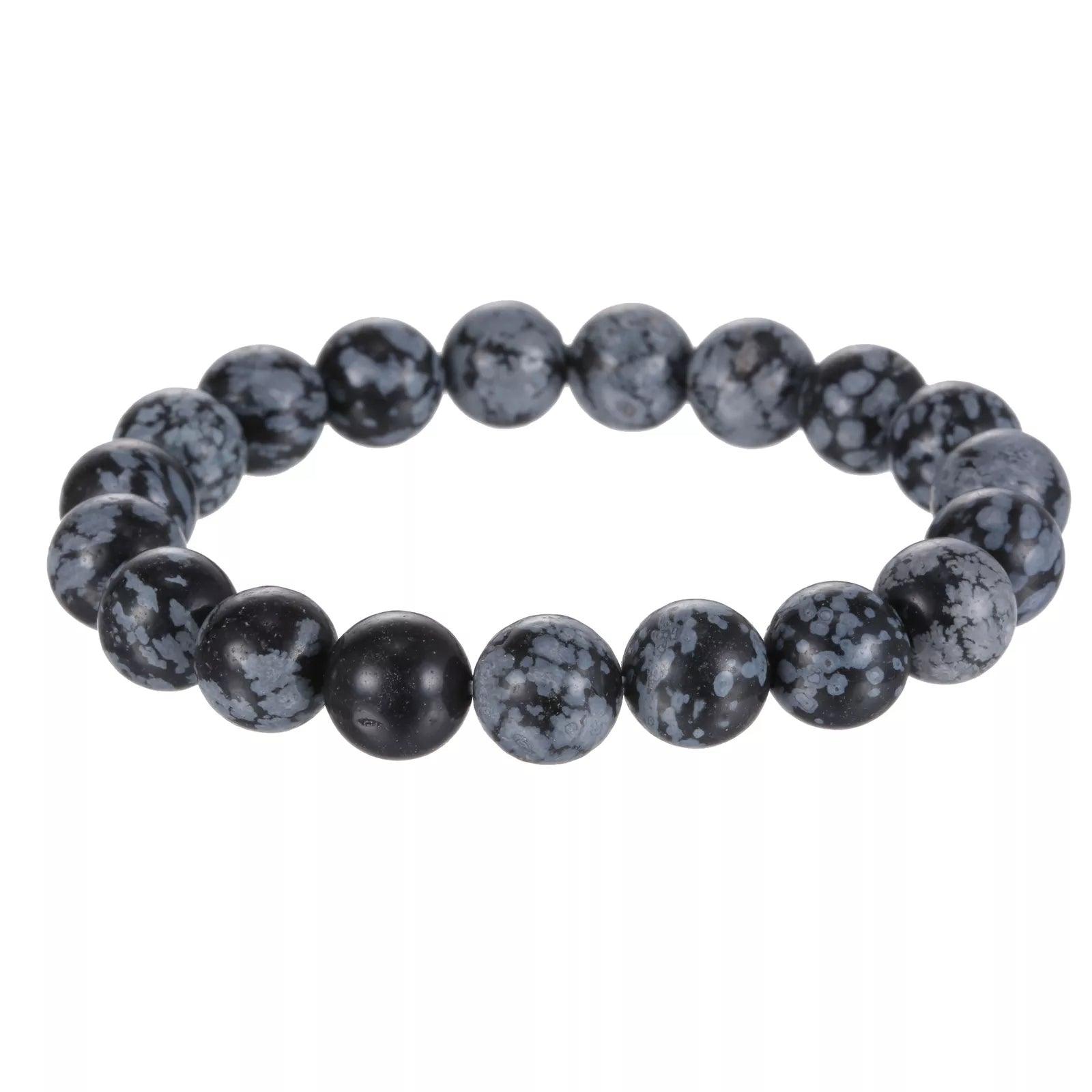 8mm snowflake obsidian bracelet
