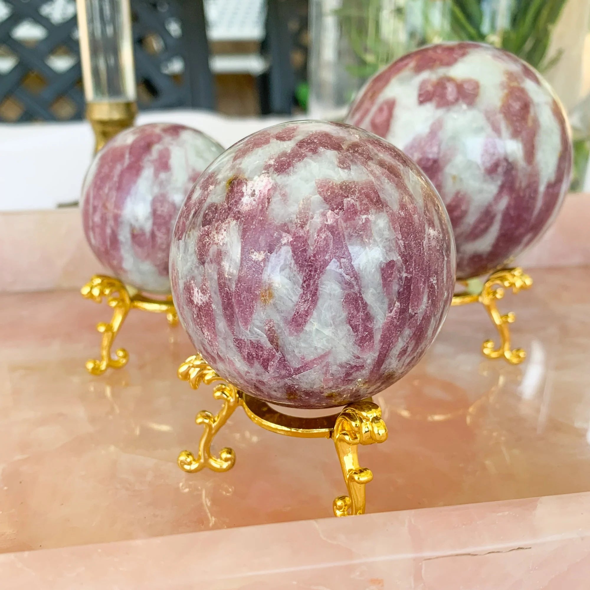4-7cm pink tourmaline sphere 1kg