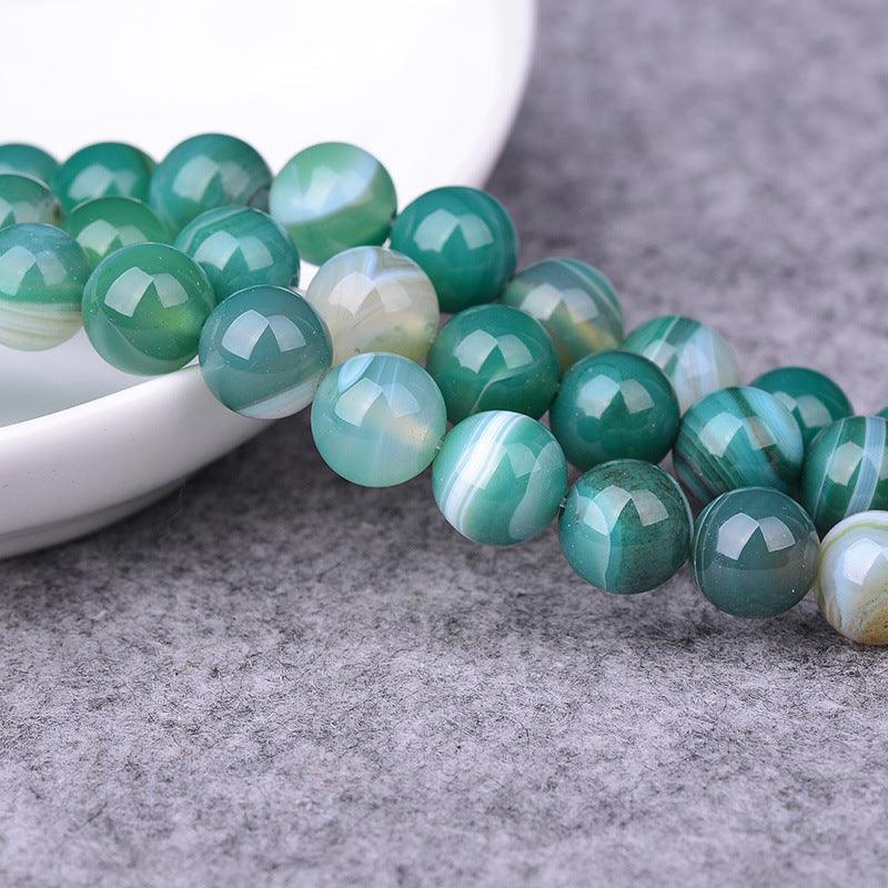 8/10/12mm Green Striped Agate Beads Wholesale - Free Shipping Over 300USD - Price at $ 6.00 /pc