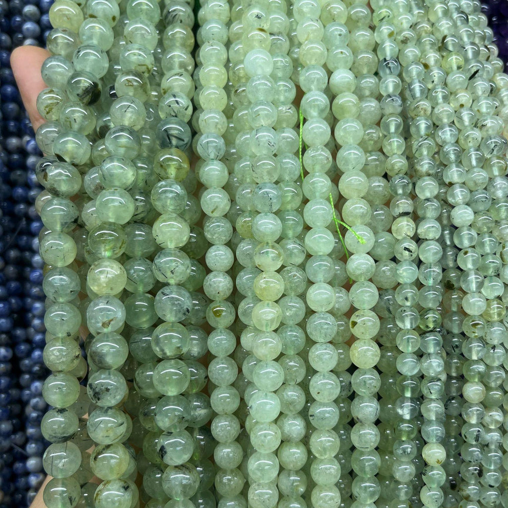 8/10mm Prehnite beads Wholesale - Free Shipping Over 300USD - Price at $ 5.50 /pc